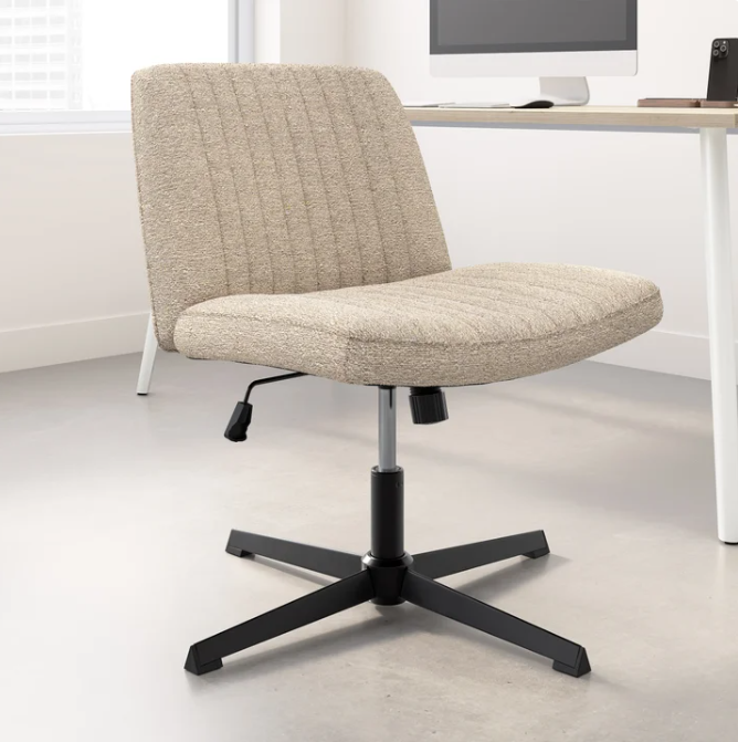 Sutton Armless Fabric Swivel Office Chair – Beige