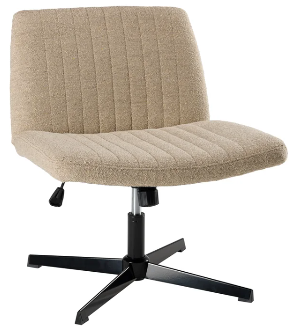 Sutton Armless Fabric Swivel Office Chair – Beige